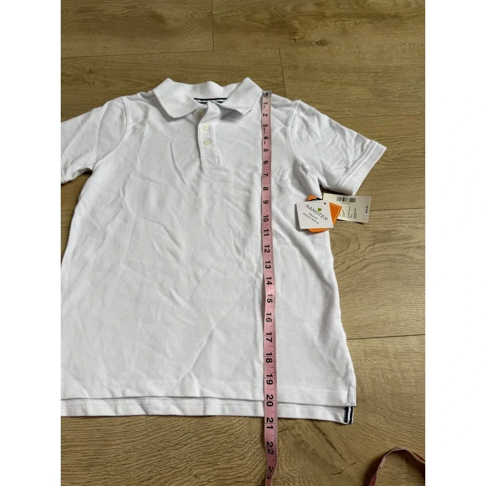 NWT Boys Kid Gymboree playproof uniforms nanotex short sleeve white polo size 7